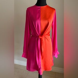 Pink and Orange Colorblock Mini Dress